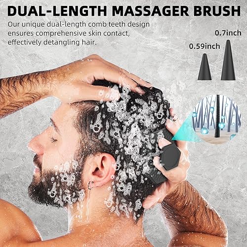 Miniatura 3 de VIKICON Masajeador de cuero cabelludo de silicona y cepillo de champú, exfoliante para cabello y barba para el crecimiento del cabello, reduce la