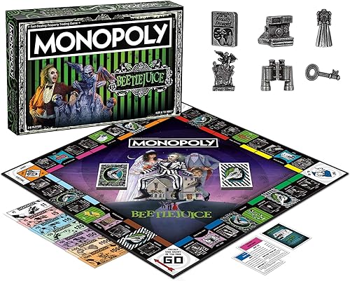 Miniatura 2 de Monopoly Beetlejuice Juego de mesa | Basado en la película de fantasía de los 80 Beetlejuice | Mercancía oficial de Beetlejuice | Juego de monopolio
