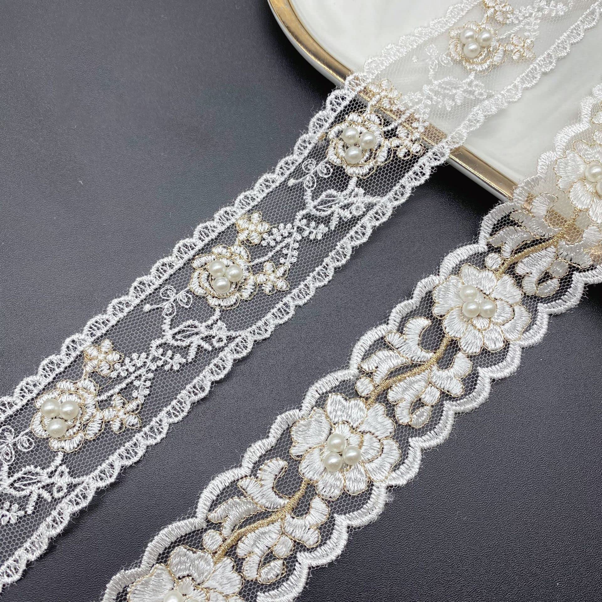 Red embroidery lace trimming - Bordi in pizzo - tessuto di pizzo da