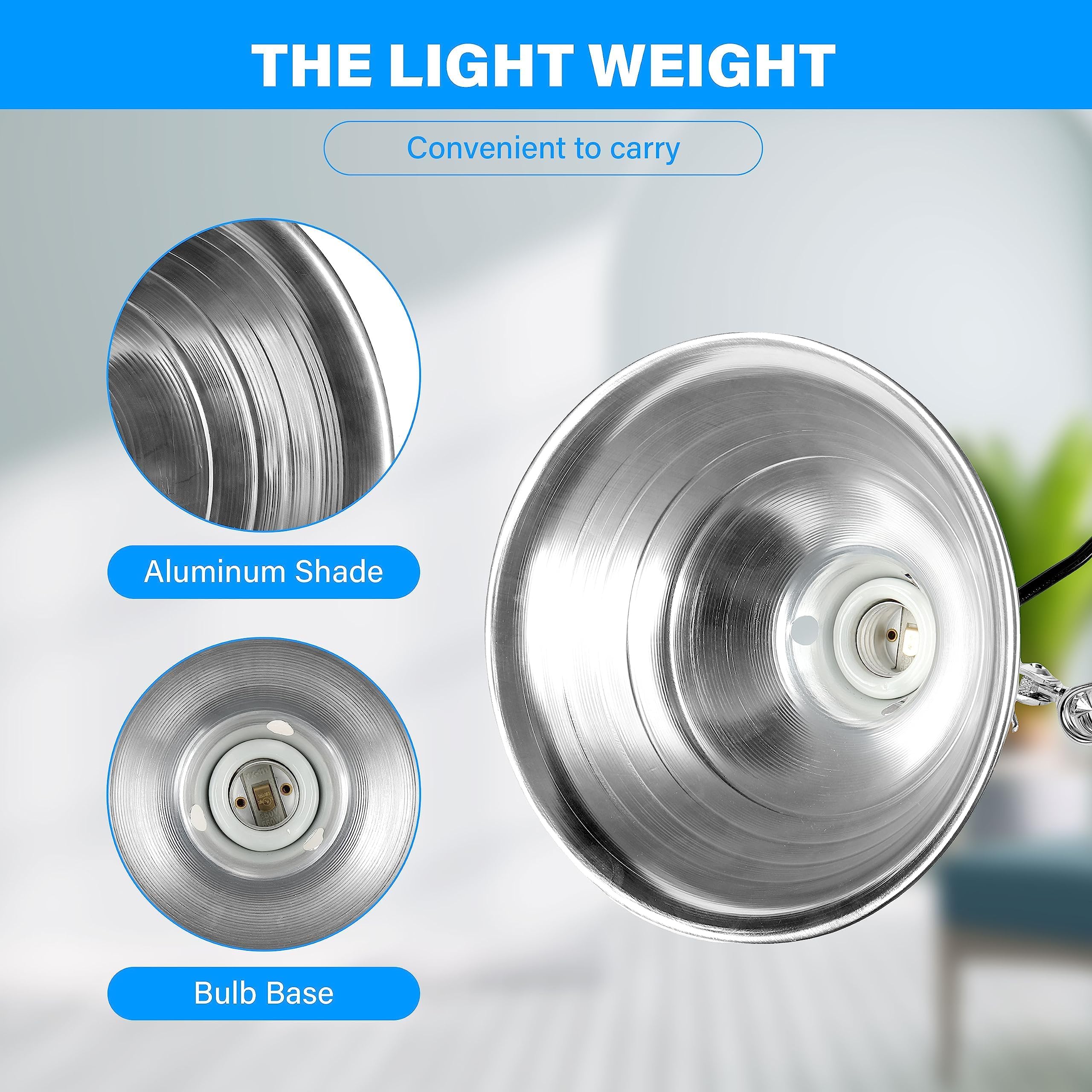 Simple Deluxe 150W Ceramic Reptile Heat Lamp Bulb & 150W Clamp Light with 8.5" Aluminum Reflector Combo for Amphibian Pets, Silver 2024 Version - image 6