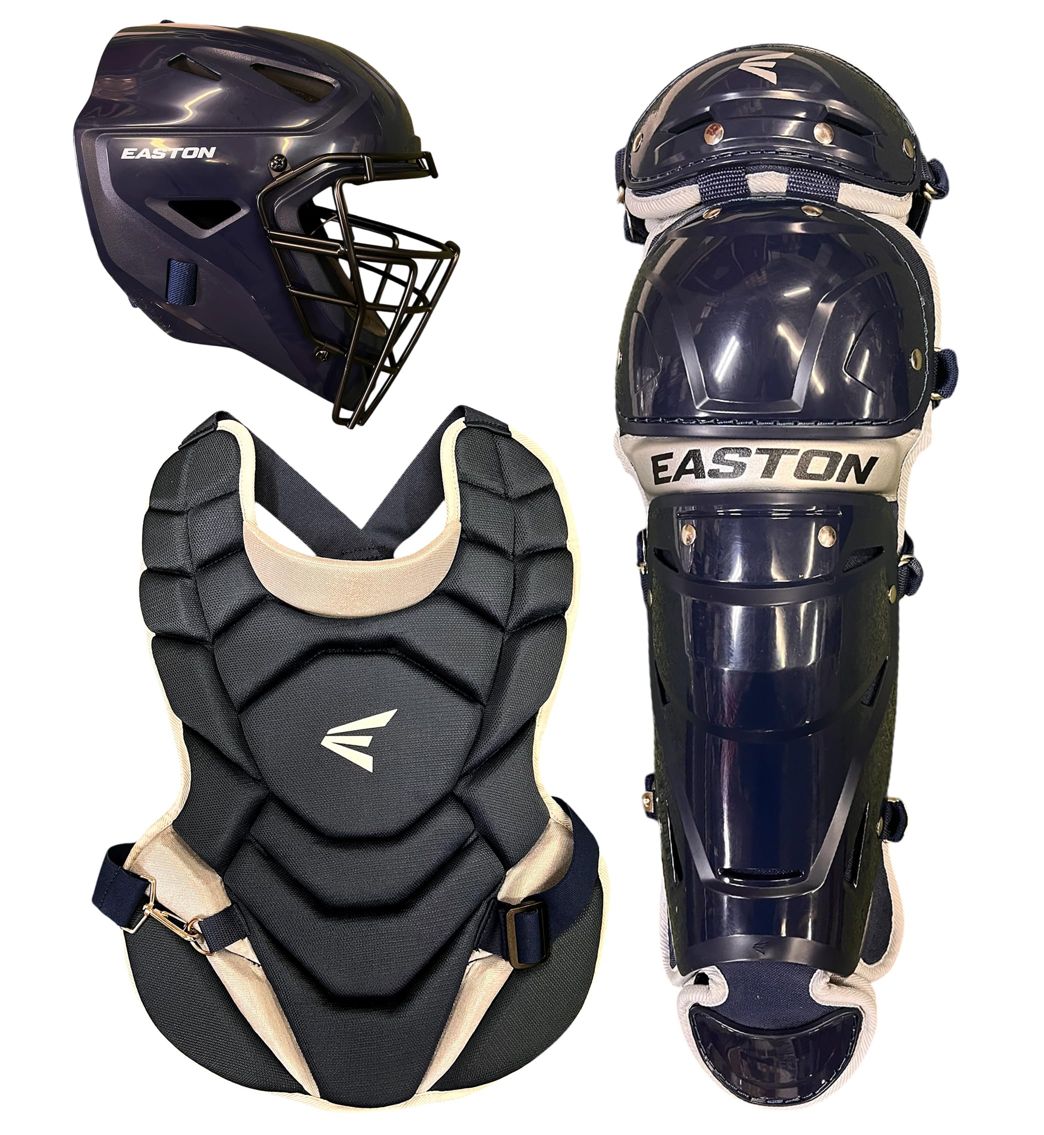 Easton Black Magic 2.0 Youth Catcher’s Set (Ages 9–12) – Complete 3-Piece Gear Kit with NOCSAE Certified Helmet, Chest Protector & Leg Guards –