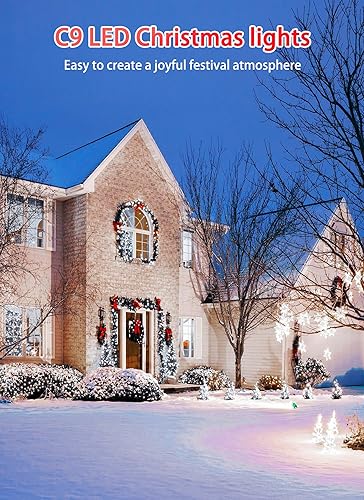 Miniatura 5 de Luces LED C9 de Navidad para exteriores, 81 pies, 100 luces LED con temporizador y 8 modos de iluminación, impermeable, grado comercial, extensible,