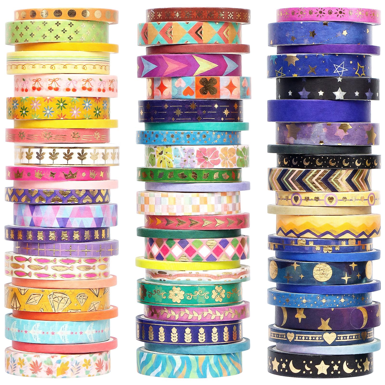 Gold Foil Washi Tape Set - 66 Rolls for Crafting -1