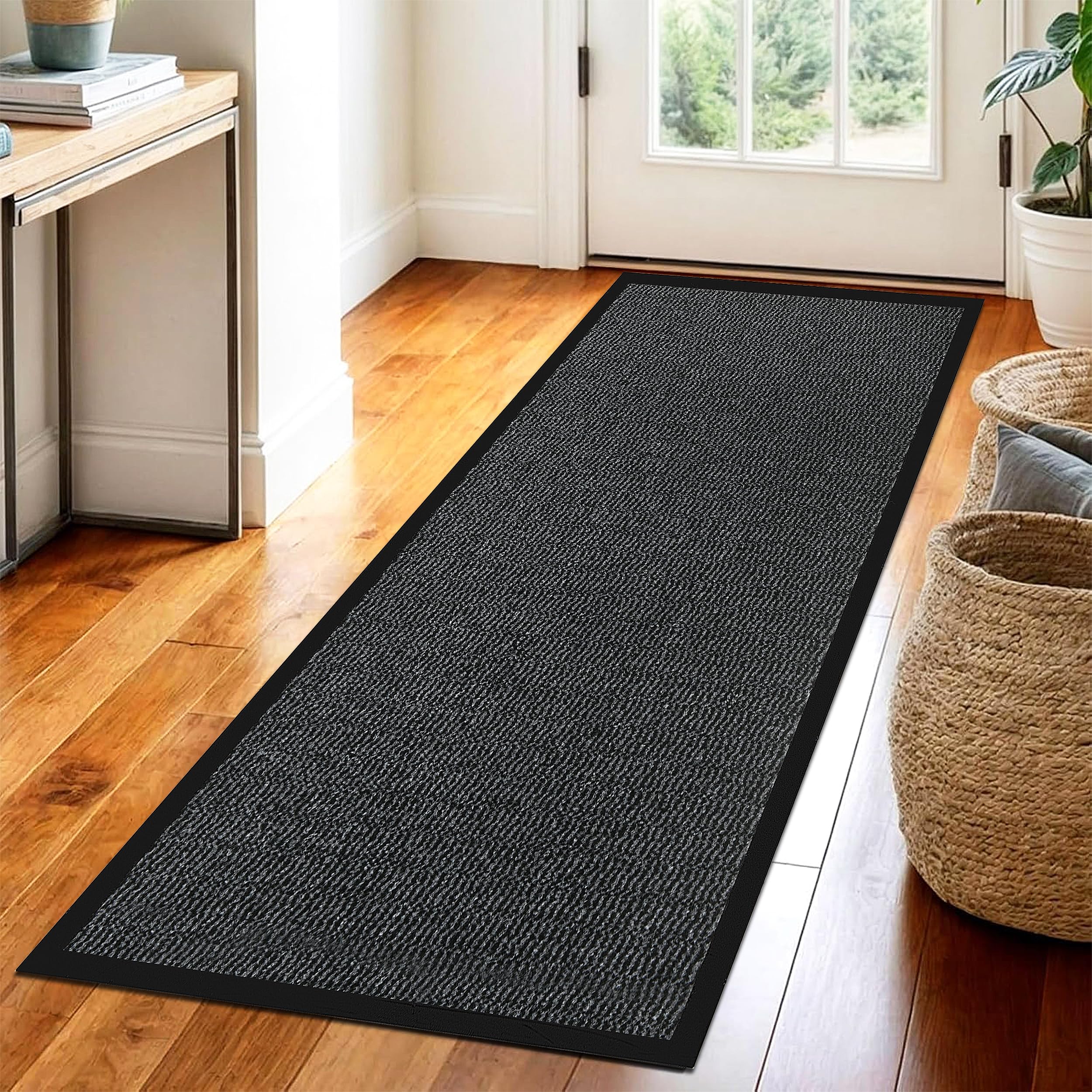 Circle of trust Hallway Runner Rug Grey 60x200 cm Non Slip Heavy Duty Long Carpet Runner, Rubber Backed Dirt Trapper, Washable Runner for Hall Kitchen Bedroom Laundry & Office — image 1
