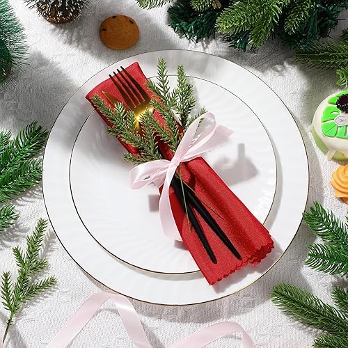 Miniatura 2 de Ceenna 200 agujas de pino artificiales de Navidad, ramas, guirnalda de plantas verdes, agujas de pino, ramas decorativas de Navidad, decoración de