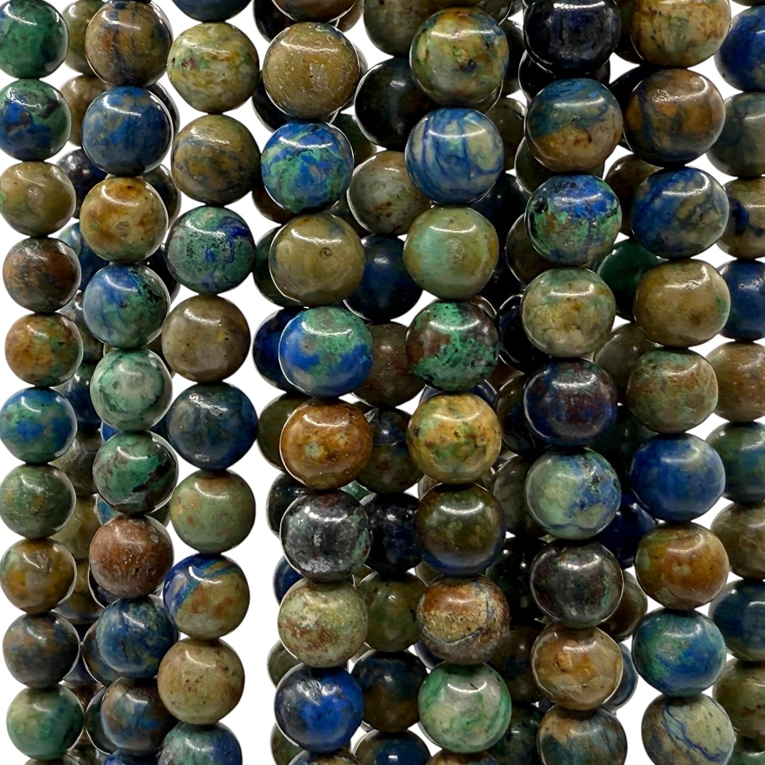 ABCGEMS Namibian Azurite Malachite with Chalcocite Beads from South Africa (Rare Vivid Bluish-Green Color - A Stunning Fusion of Azurite & Malachite) DIY Jewelry Making Smooth Round 6mm Tiny - Image 4