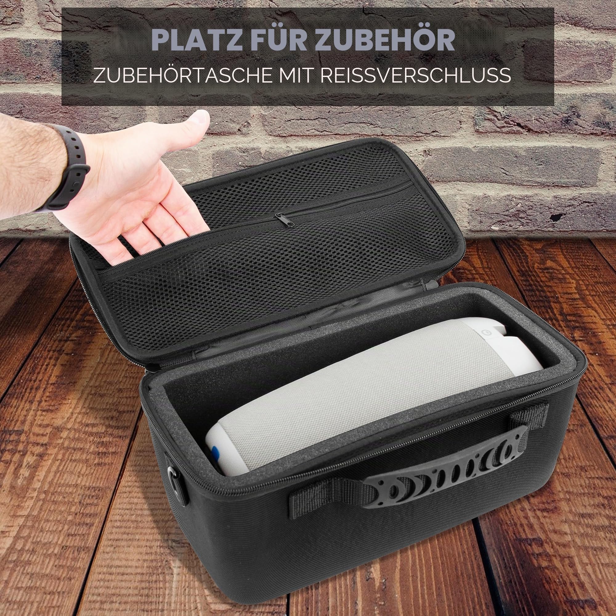 CASEMATIX Reiseetui kompatibel mit Meeting Owl 3, 2, Standard, Pro und Meeting Camera 360 Videokonferenzzubehör – robuste Hartschalen-Hüllen mit stoßdämpfendem Schaumstoff und Schultergurt