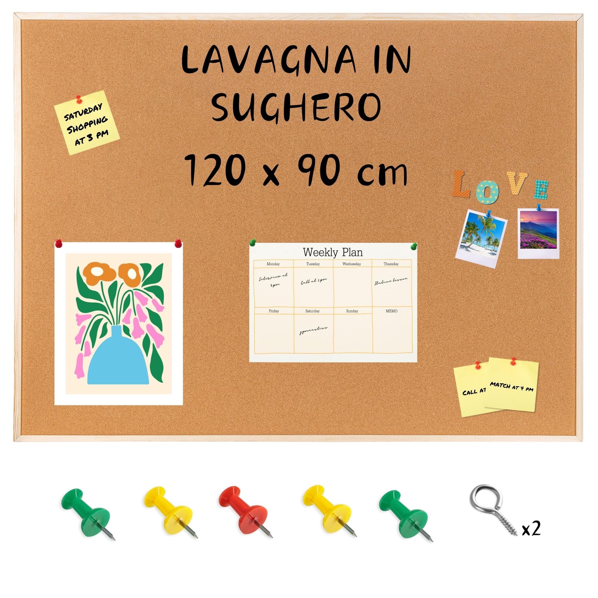 Lavagna Con Fondo In Sughero E Panno Blu 150x100 Cm In Alluminio Silver - 3
