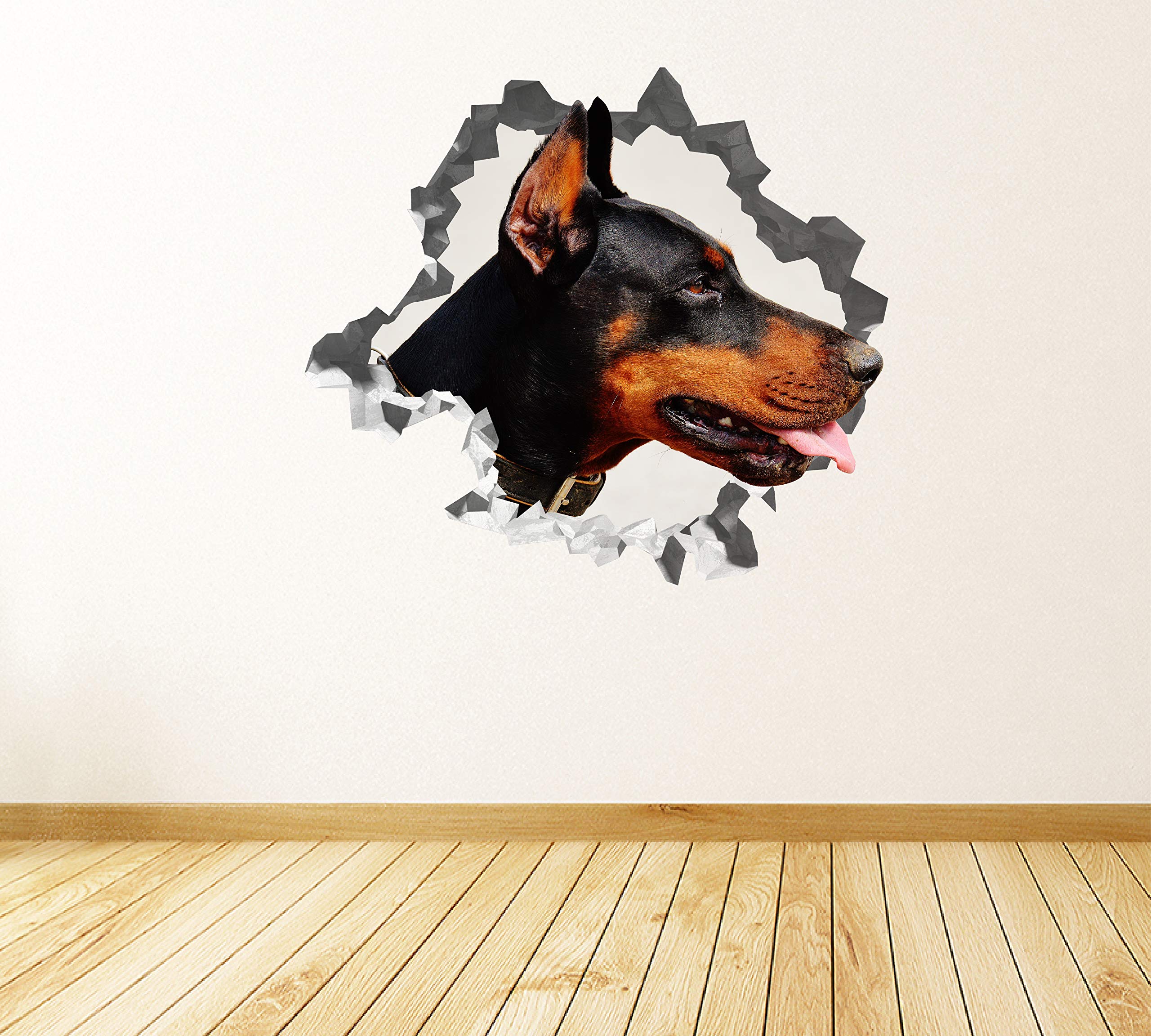 Perro Dobberman Pegatina - Calcomania Animales - Decoración de Cuartos Niños - Sticker de Cachorro - Decoración Infantil - JS373 (Grande: 102 cm x 91 cm)