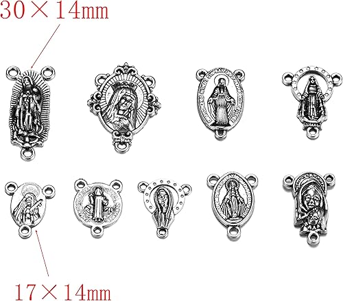 Miniatura 3 de 40 piezas de estilo mixto antiguo milagroso medalla rosario centro de mesa parte lote ovalado Candelabro para rosario cuentas sagradas fabricación