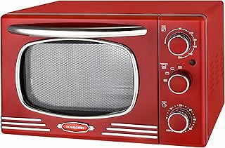 Team Kalorik Four Rétro 19.5 Litres avec Pince, Plateaux et Grille (0-230°C), 1300 W, Métal/Verre, Rouge, TKG OT 2500 R