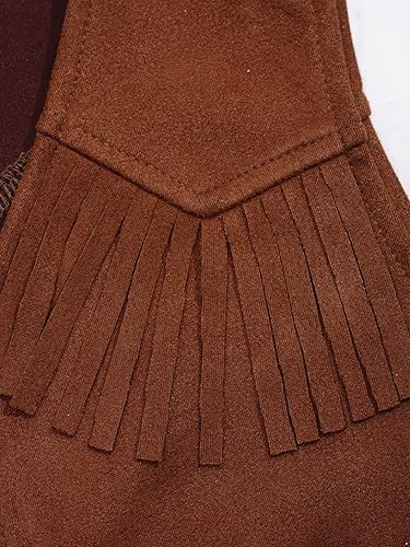 Miniatura 7 de Kids Cowboys Cowgirls Wild West Cosplay Fancy Dress-up Waistcoat Suede Tassel Vest Outwear Jacket