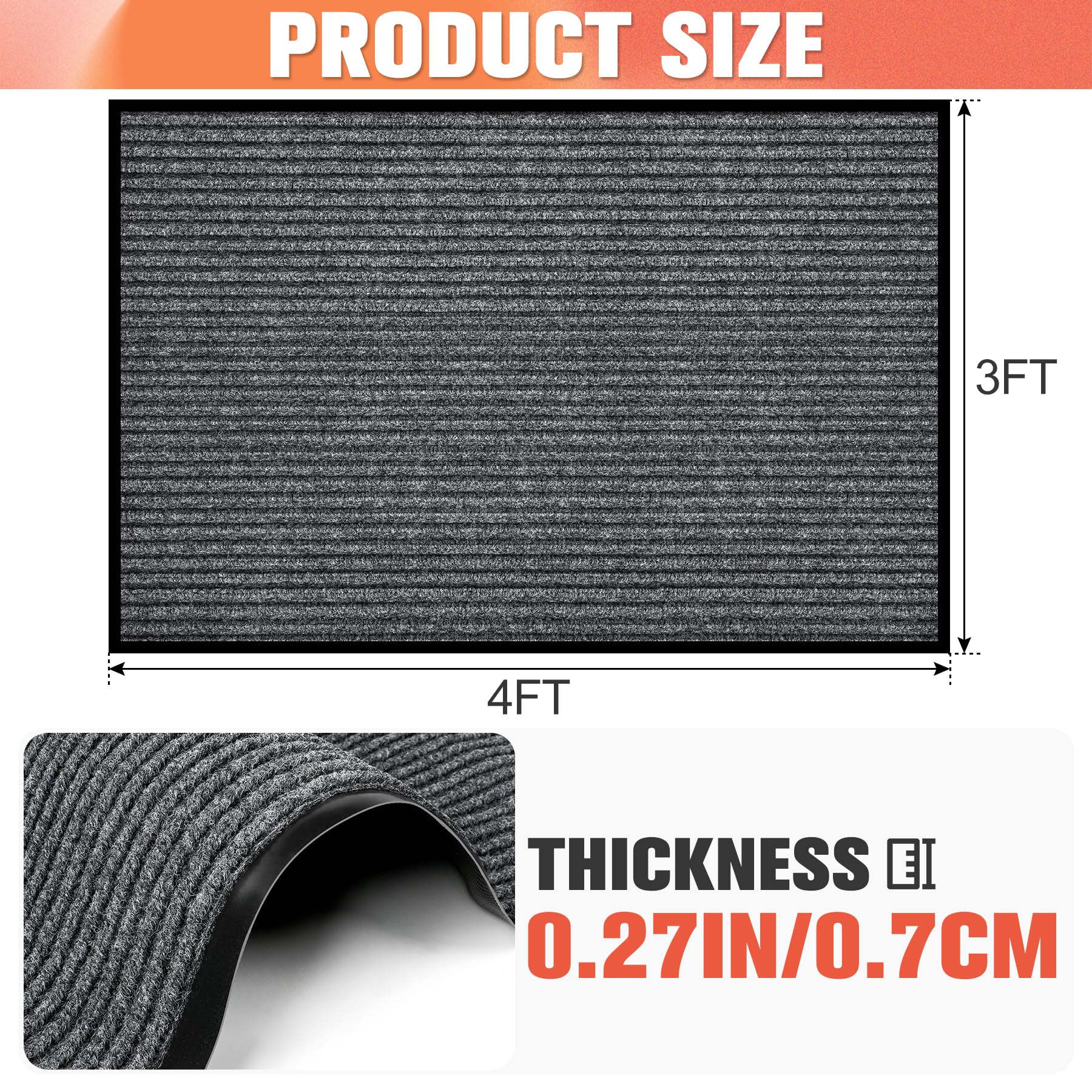 MYFAMIREA Tapete Comercial de 3 x 4 pies, Extra Grande, para Puerta Delantera, Alfombra Industrial Resistente, Alfombra de Entrada con Respaldo de Goma Antideslizante, Perfil bajo para Entrada, Color