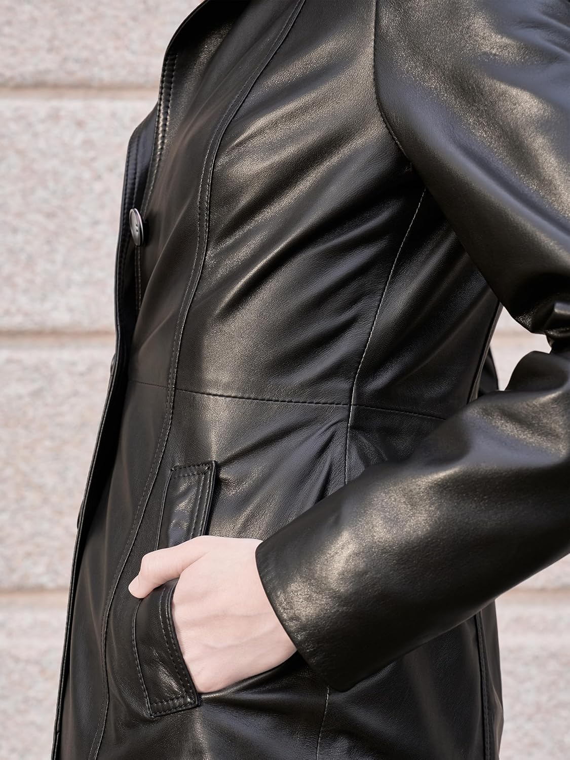 Bigardini Women's Italian Genuine Lambskin Leather Trench Coat - Image 7