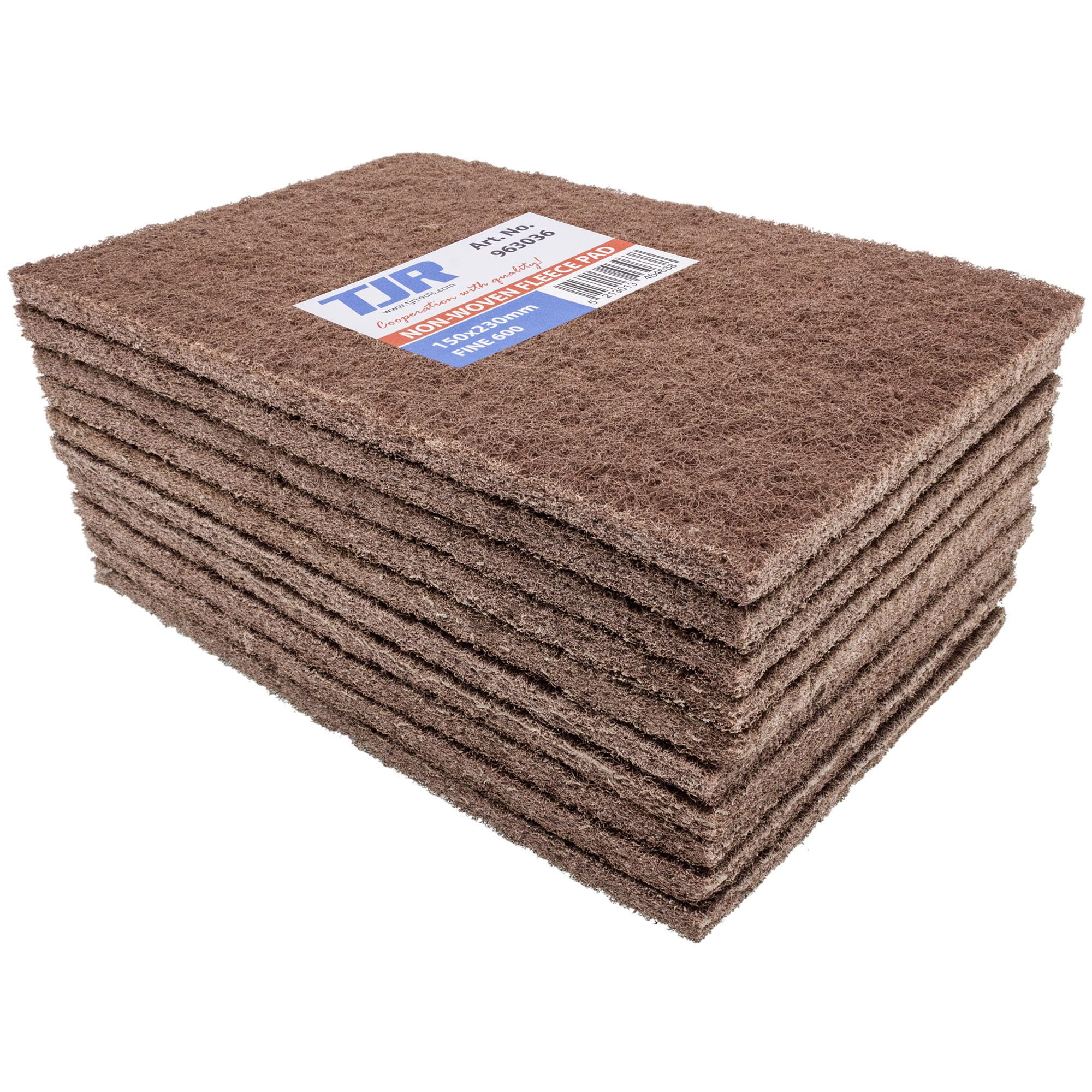 10 Pieces Pack of TJR Non-Woven Fleece Pads 6"x9" Brown Fine P600 grit for Final Scuffing, Scouring, Sanding, Cleaning, Paint Color Blend Prep, Surface Adhesion Preparation, Automotive Autobody