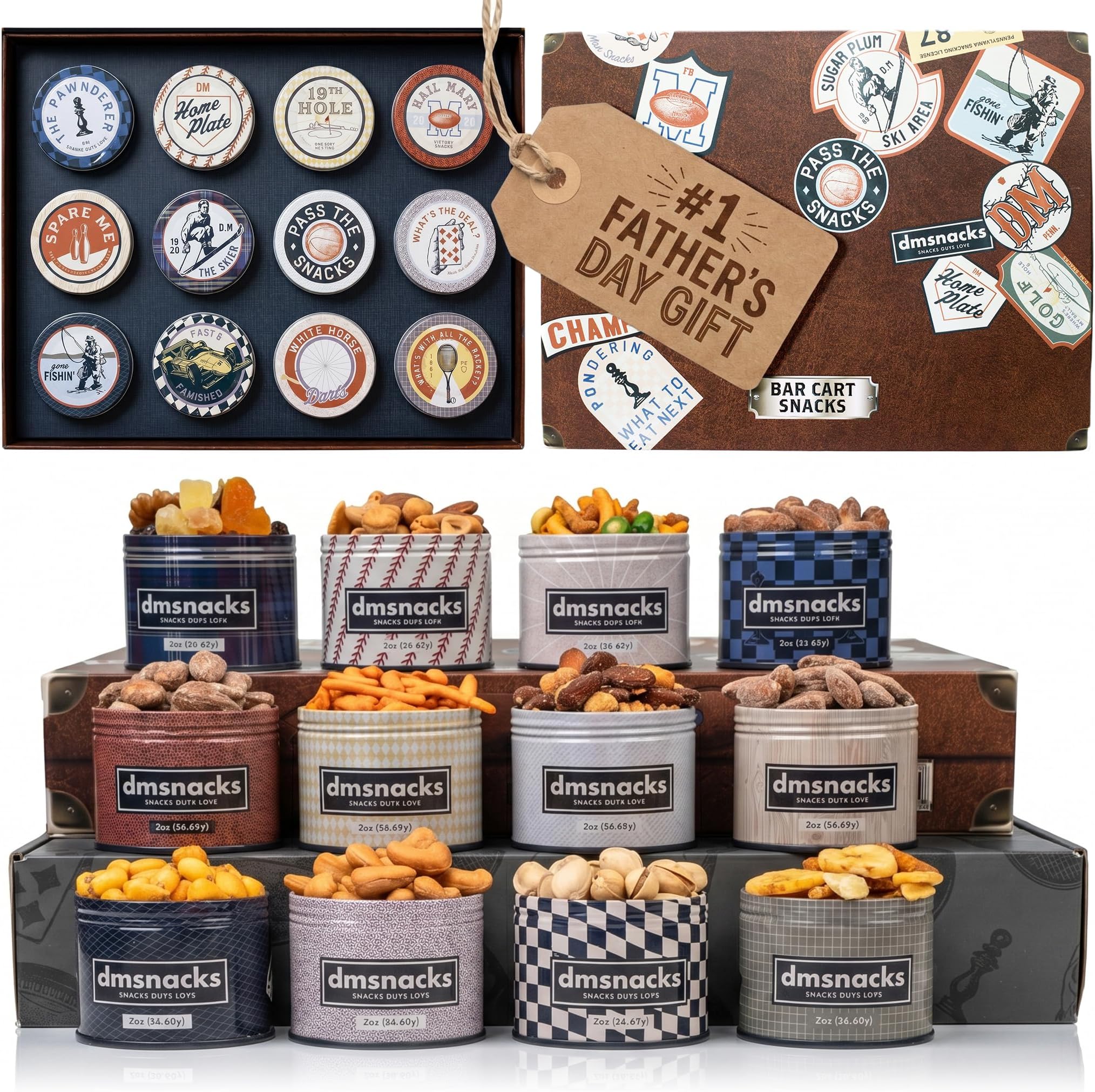 Sugar Plum Ultimate Snack Box, Care Package, Gift Basket - Unique Tins of Assorted Nuts, Snacks in Stunning Case - Great Birthday Gift for Men, Women, Dad, Friends, Family - Food Snack Box