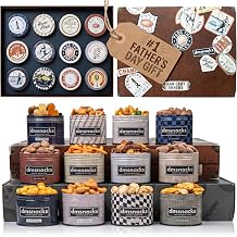 Snack Box Gift Basket for Men, Fathers Day Gift, Birthday Gift for Men, Women, Food Care Package, Unique Tins of Assorted Nuts, Snacks in Stunning Case - Treat for Men, Women, Dad, Friends, Family