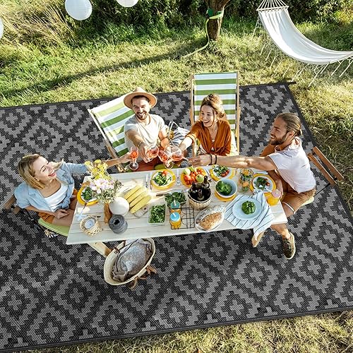 Miniatura 2 de Alfombra de paja de plástico para patio al aire libre, 4 x 6 pies, impermeable, reversible, alfombra de área, patio, caravana, porche, balcón,