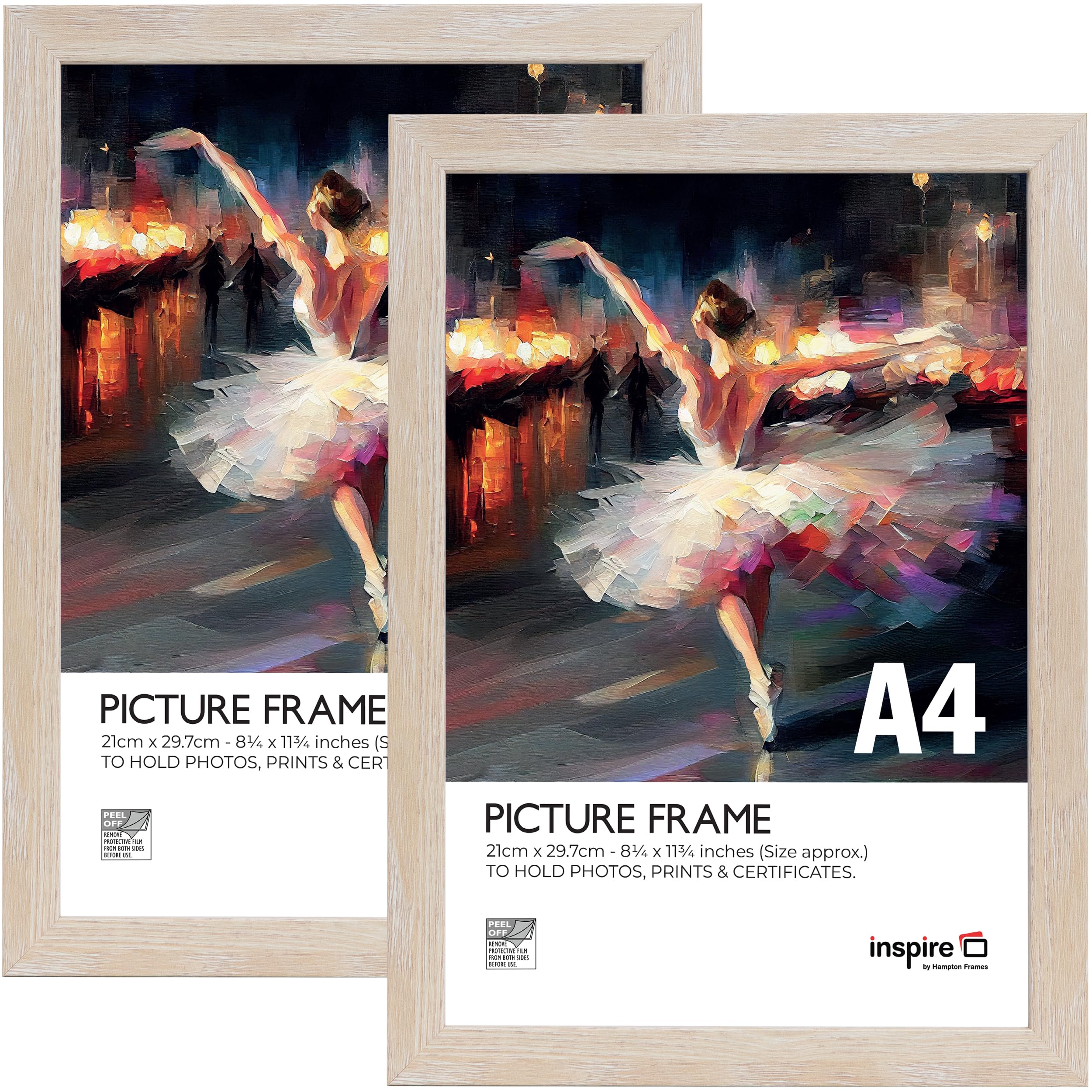 Inspire By Hampton Frames Natural Inspire By Hampton Oslo A4 (21X30cm) Wood Effect Picture Photo Frame Acrylic (Non-Glass) 2-Pack Ibhosla4ng-Pk2