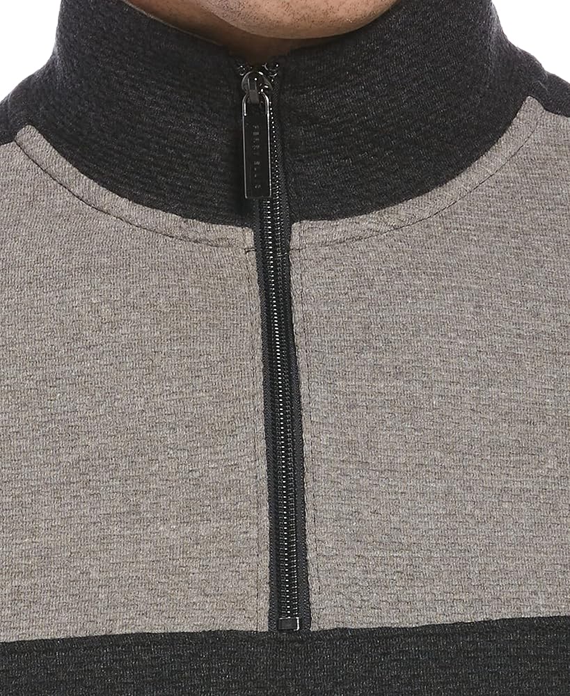 Perry Ellis Men's Quarter Zip Sweater, Charcoal Heather, XX Large Perry Ellis Men's Quarter Zip Sweater, Charcoal Heather, XX Large
