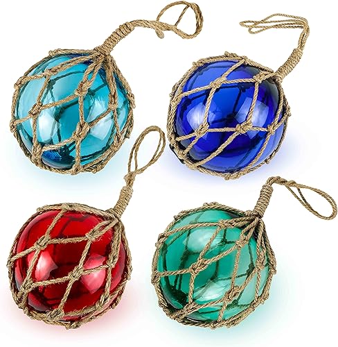 SAILINGSTORY - Flotador de pesca de cristal de 5 pulgadas bola decorativa costera de playa para centro de mesa cuenco de cristal boya de pesca