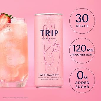TRIP Calm Magnesium Drink, Alcohol Free Mocktail, Wild Strawberry, 12pack