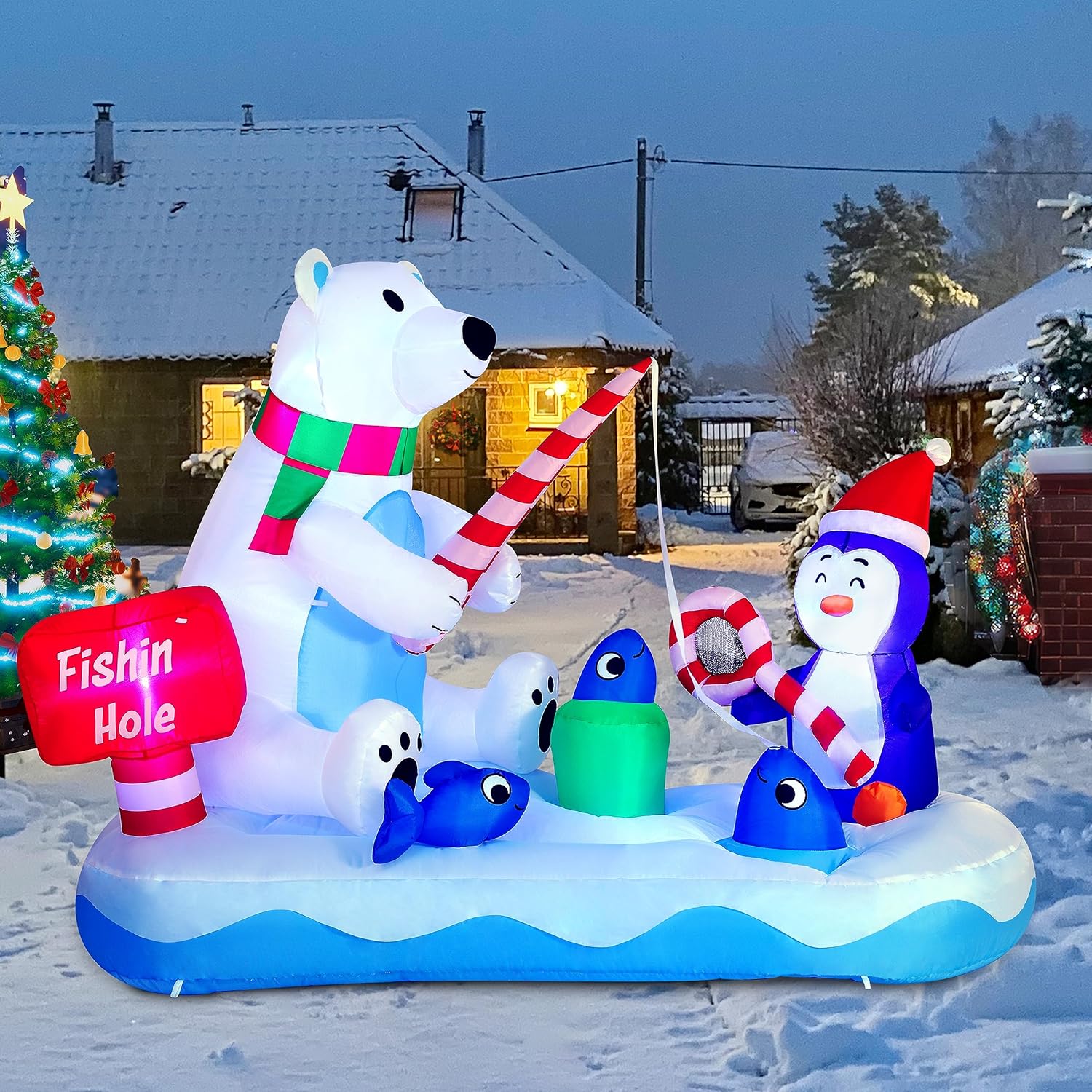 Christmas Inflatable Penguin & Polar Bear Decoration