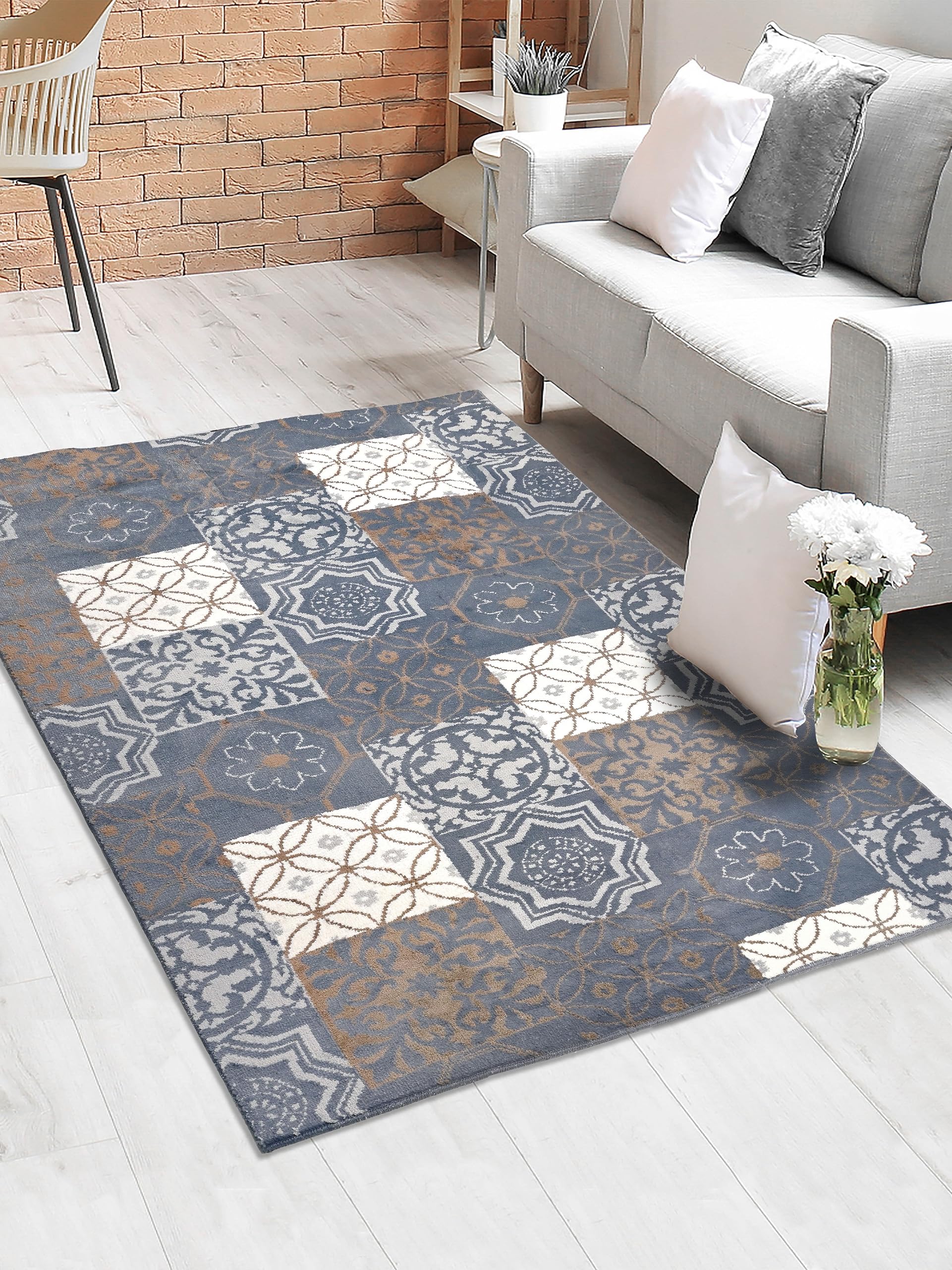 Yarn Art Carpets Tile by SARAL Home (Blue,150X210 cm)