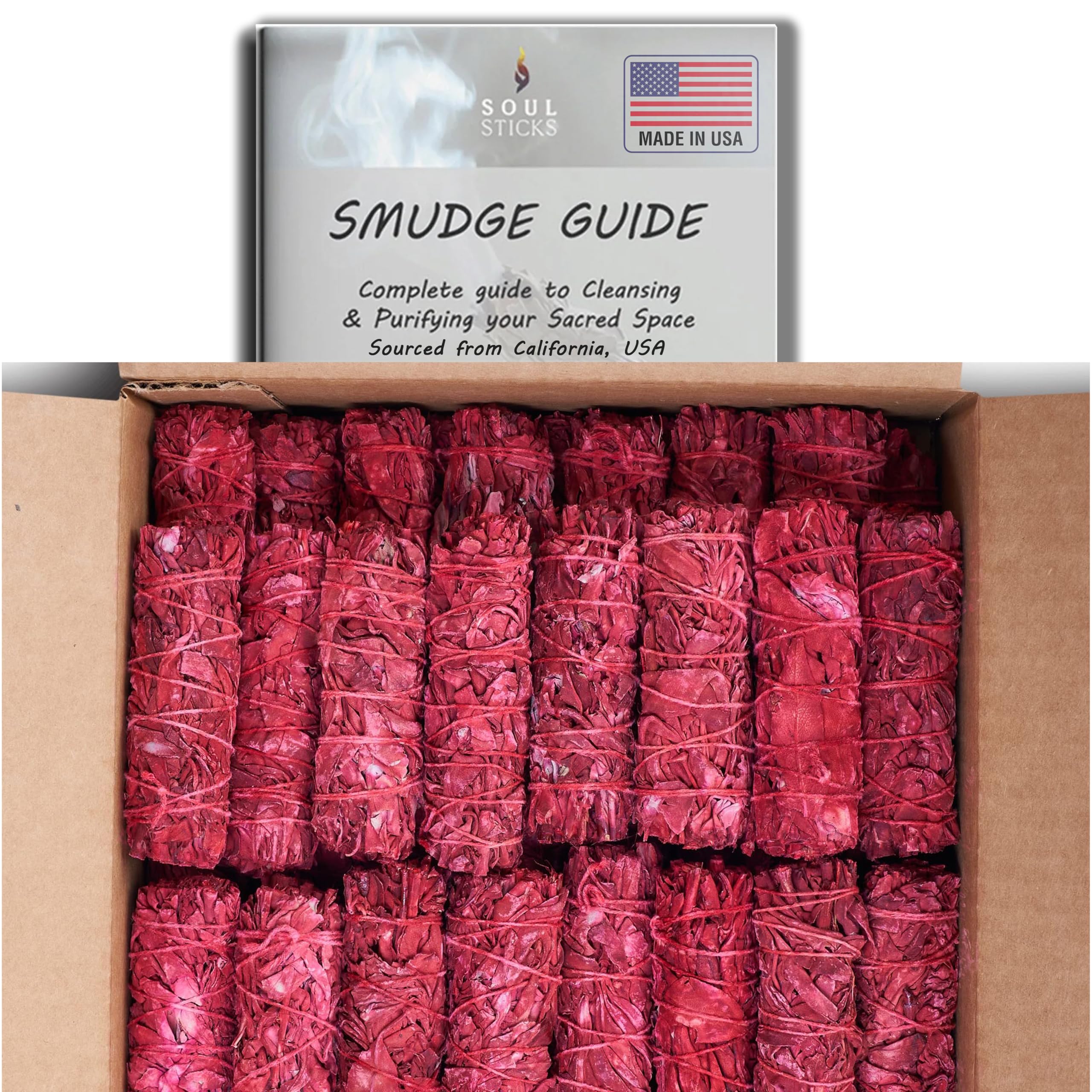 Soul Sticks 4" Dragon's Blood Sage Smudge Sticks | Smudging Wands for Energy Cleansing, Meditation, Reiki, & Yoga | Purifying Ceremonial Ritual Bulk Dragon's Blood Sage Bundles - Pack of 50