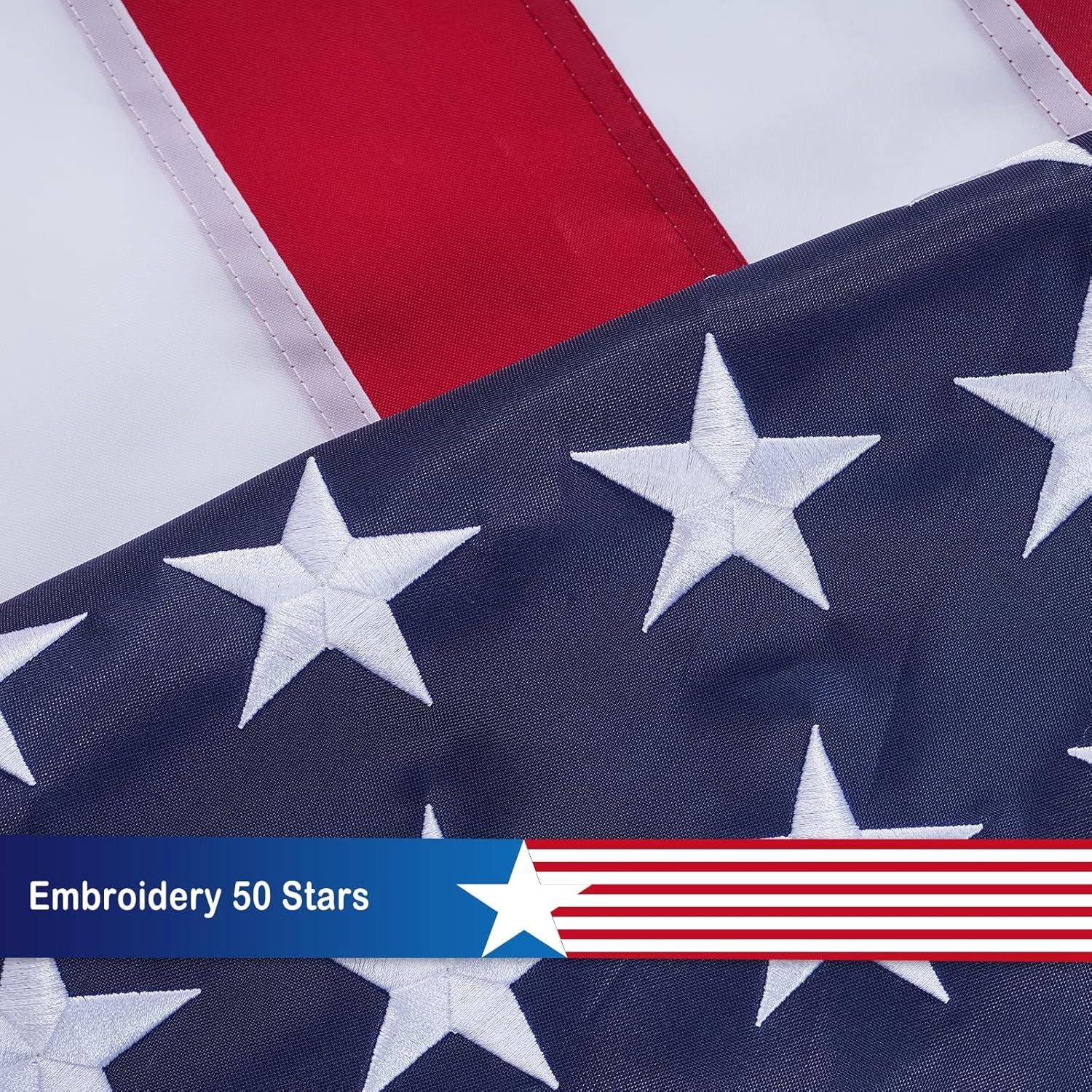 SYII American Flag with Gold Fringed 3x5 Feet, Luxury Embroidered Stars and Brass Grommets Banner Style, Heavy Duty Polyester US Flags for Outdoor