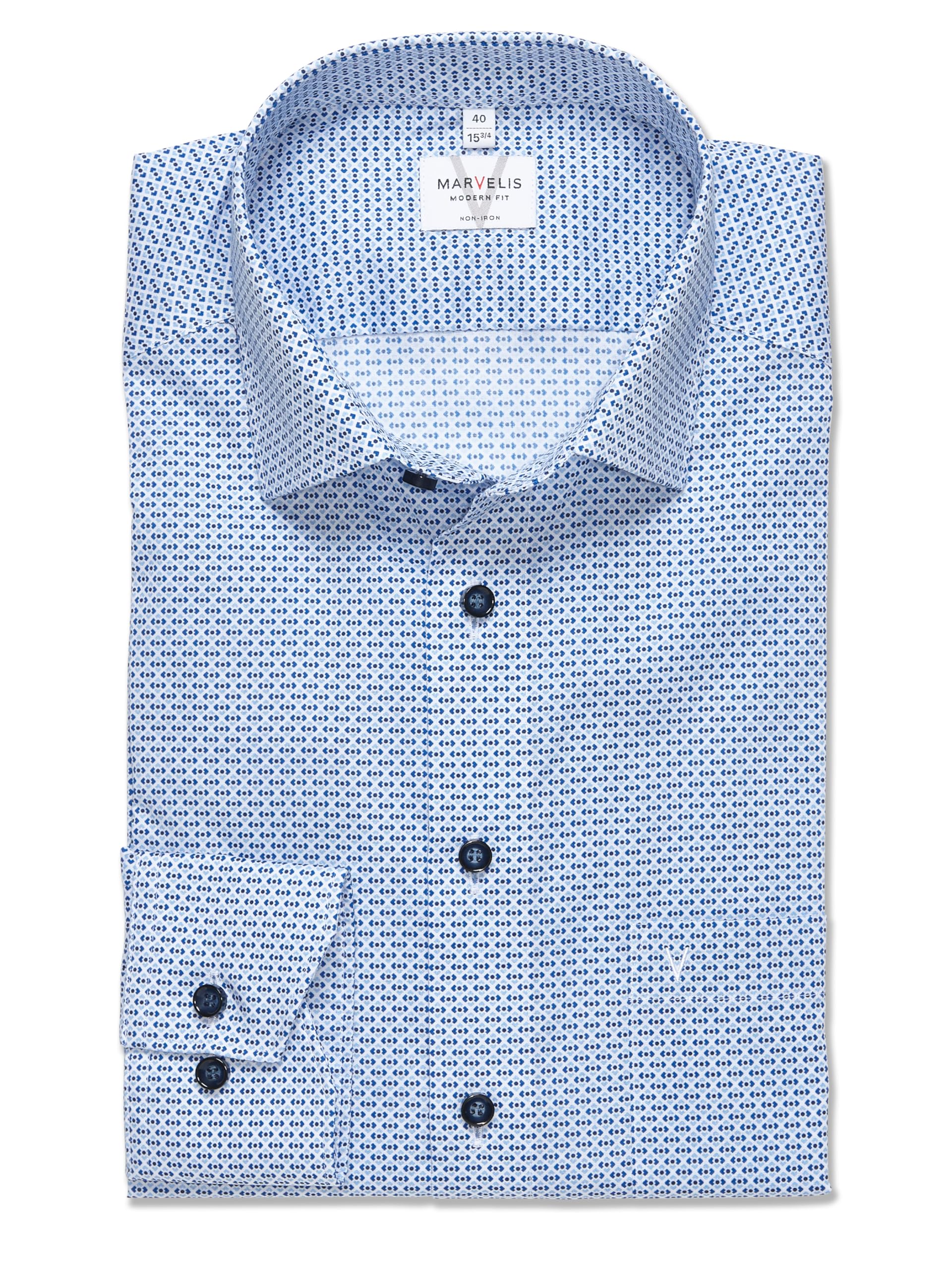 Marvelis Herren Businesshemd Langarm 723014,Rotationsdruck,Modern Fit,New Kent