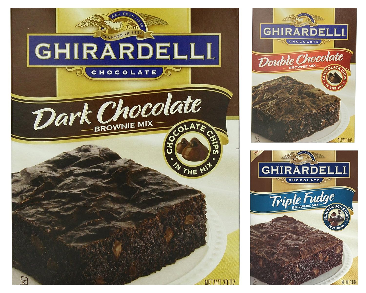 Ghirardelli Brownie Mix Variety Bundle (Pack of 3) includes 1Pack Double Chocolate
