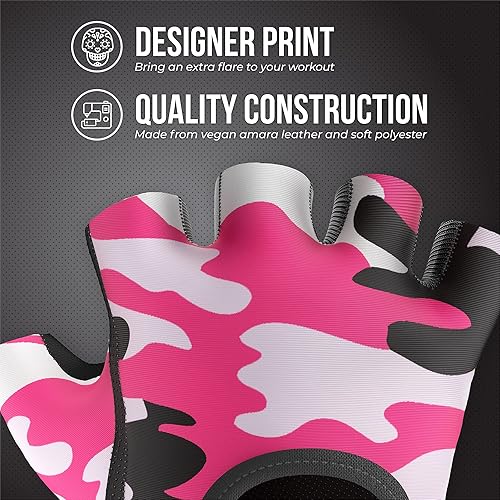 Miniatura 4 de Contraband Pink Label 5217 Design Series - Guantes de levantamiento y remo con estampado de camuflaje (par) – Ligero vegano medio acolchado de