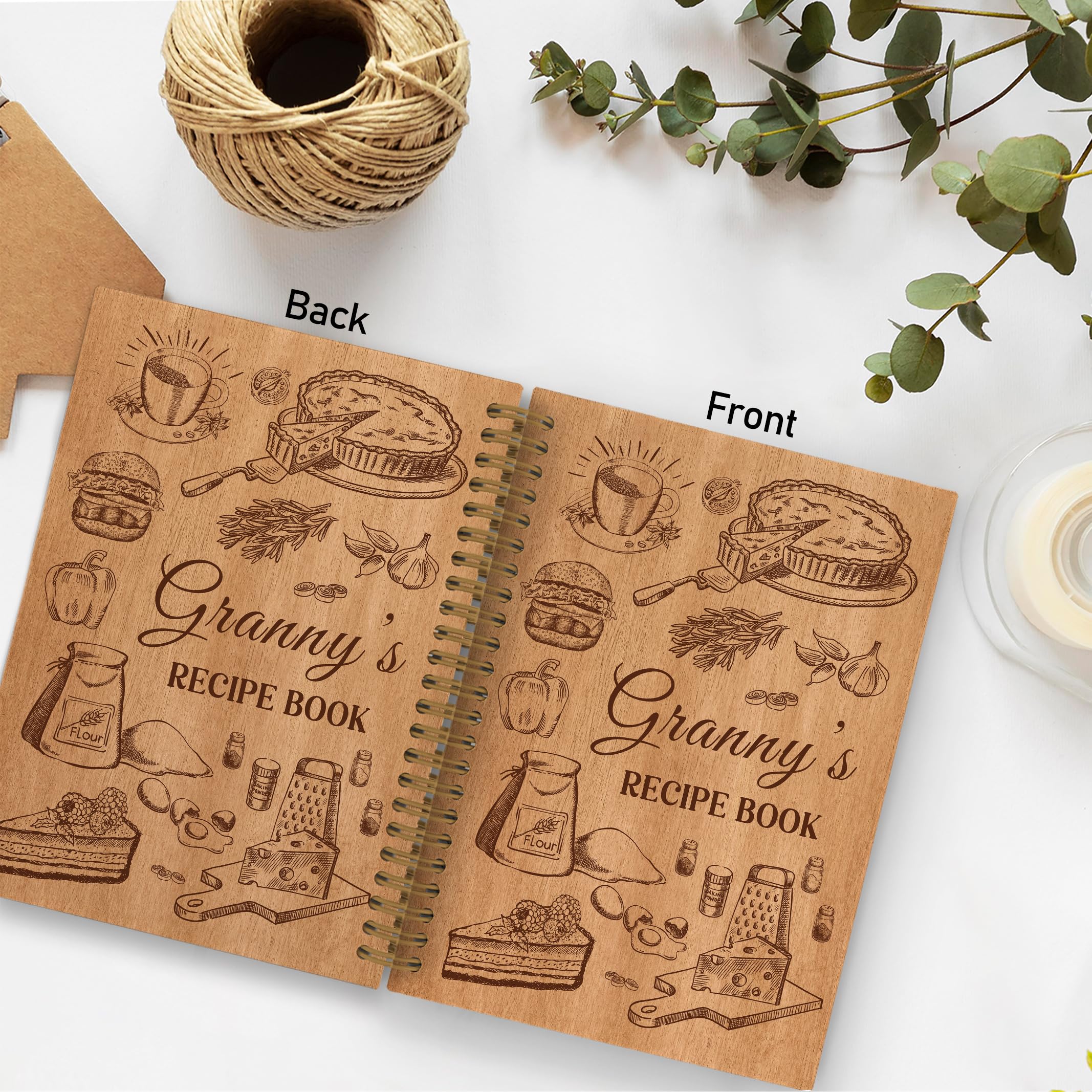 QLMX Cuaderno en espiral de regalo para abuelas, cuaderno con forro de recetas para abuelas, libro de recetas para escribir en tus propias recetas, cuadernos de abuela para cocina, regalos de abuela