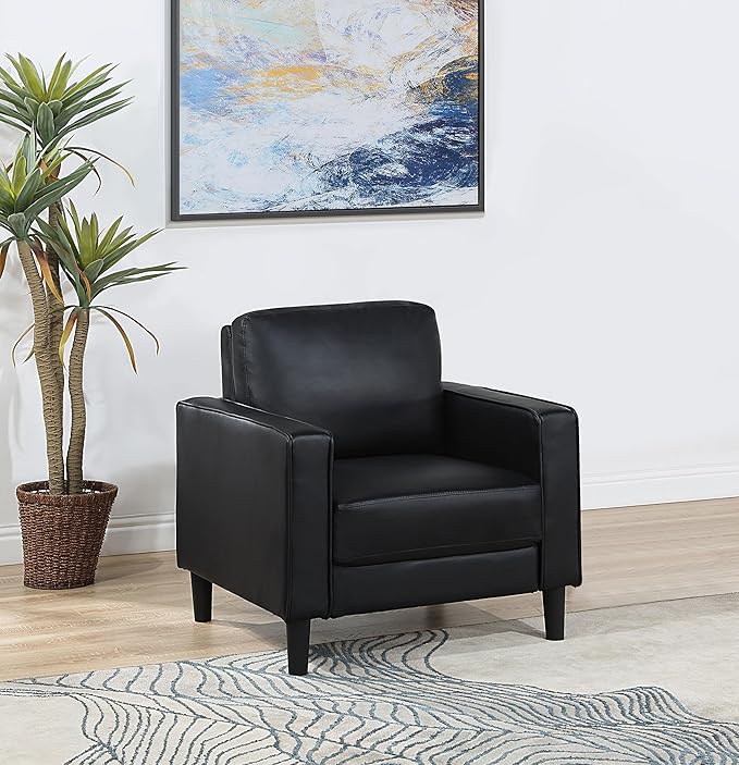 Sillón Acrílico Negro Cuero Sintético Track Arm miniatura 2