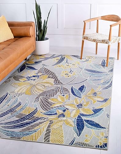 Miniatura 8 de Leick Home 595249 Song Floral - Alfombra rectangular para interiores y exteriores, 3 x 5 pies