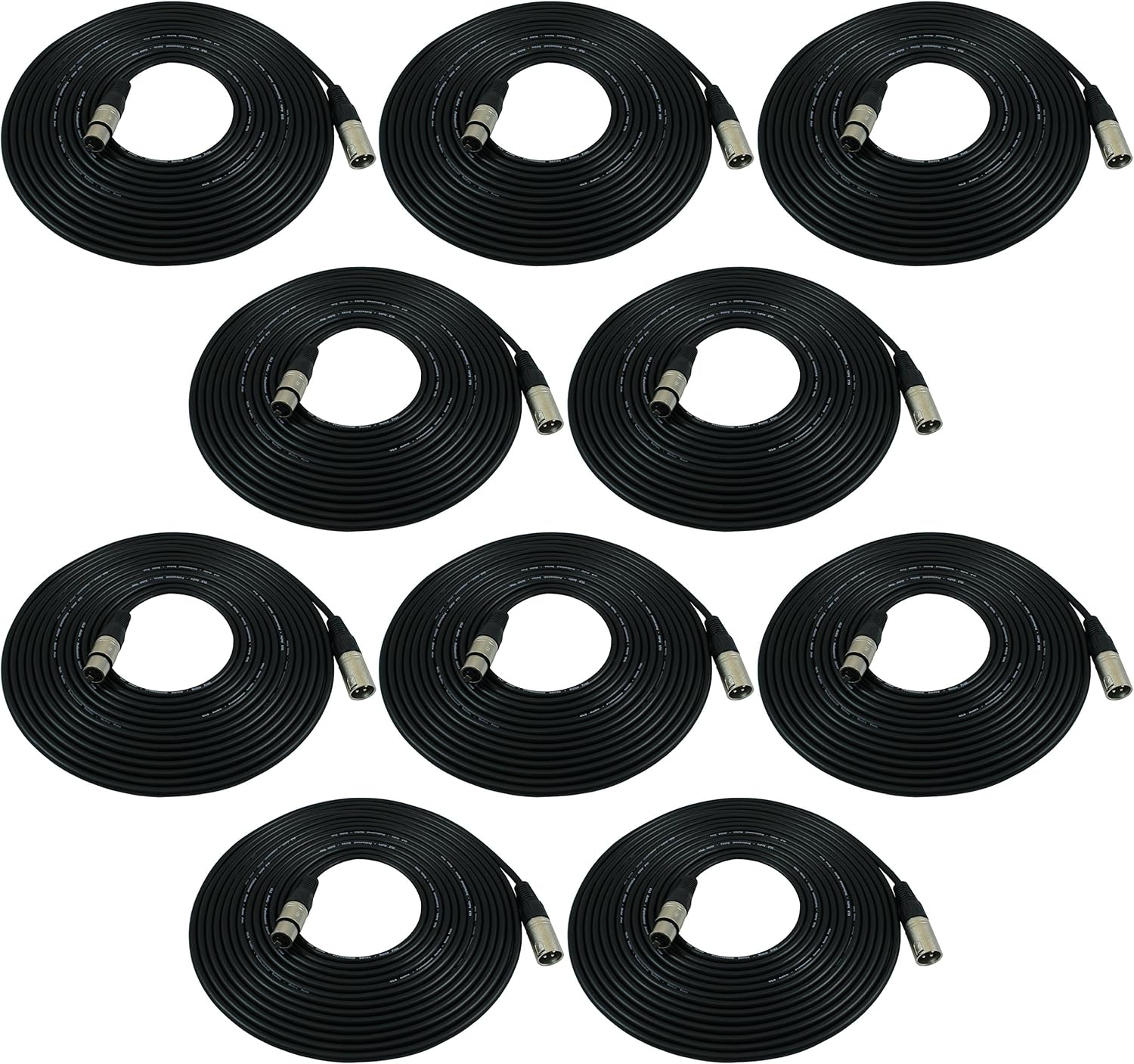 GLS Audio 25ft Mic Cable Patch Cords - XLR Male to XLR Female Black Microphone Cables - 25' Balanced Mike Snake Cord - 10 PACK GLS Audio 25ft Mic Cable Patch Cords - XLR Male to XLR Female Black Microphone Cables - 25' Balanced Mike Snake Cord - 10 PACK