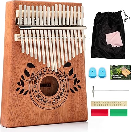 Kalimba Thumb Piano - 17-Key Light Brown Mahogany, Small with Carrying Bag - Portable Finger Piano for Kids & Adults - Beginner Musical Instrument & Fun Music Gift