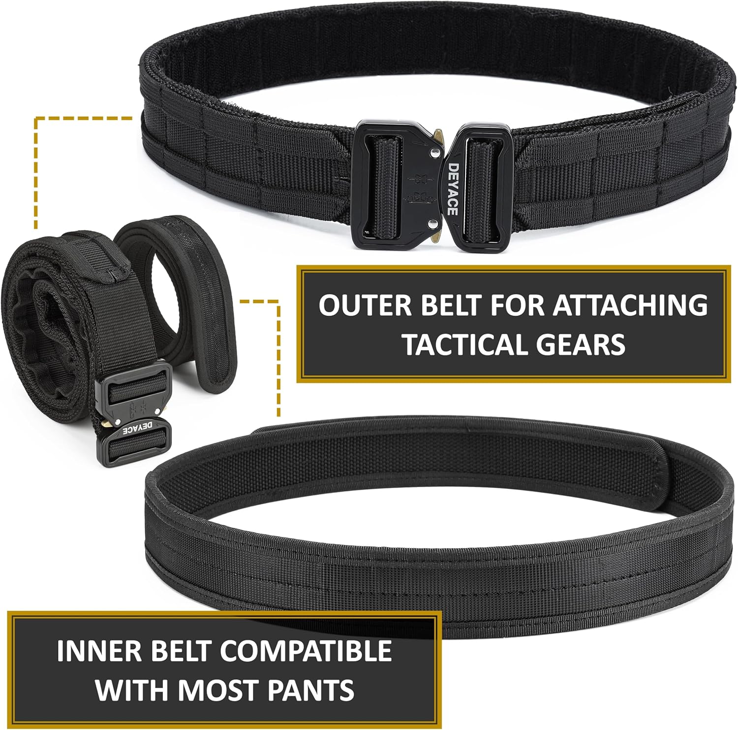 Quick Release Battle Belt, 1.75'' Tactical MOLLE Heavy Duty Belt and 1.5'' EDC Inner Belt for Law Enforcement, Shooter