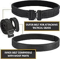 Vista 2 de Cinturón de batalla de liberación rápida, cinturón táctico MOLLE resistente de 1.75 pulgadas y cinturón interior EDC de 1.5 pulgadas para aplicación