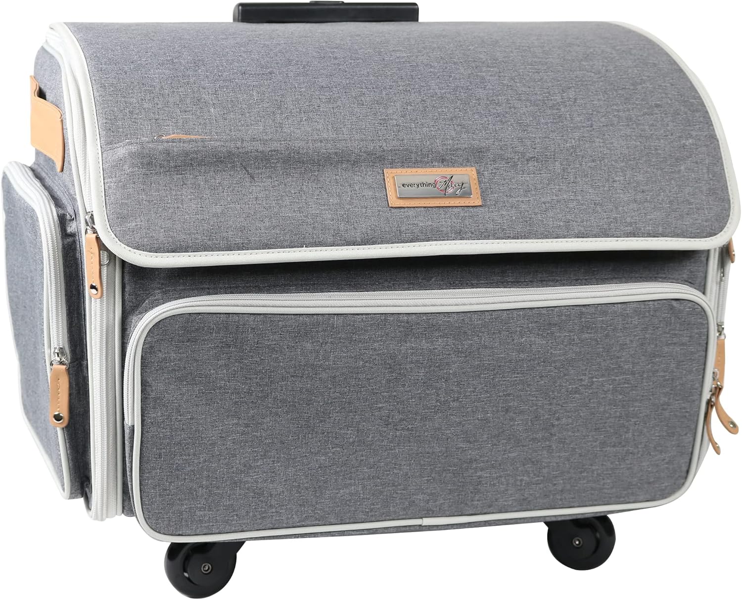 Everything Mary 4 Wheels Collapsible Deluxe Sewing Machine Storage Case, Black - Rolling Trolley Carrying Bag for Brother, Singer