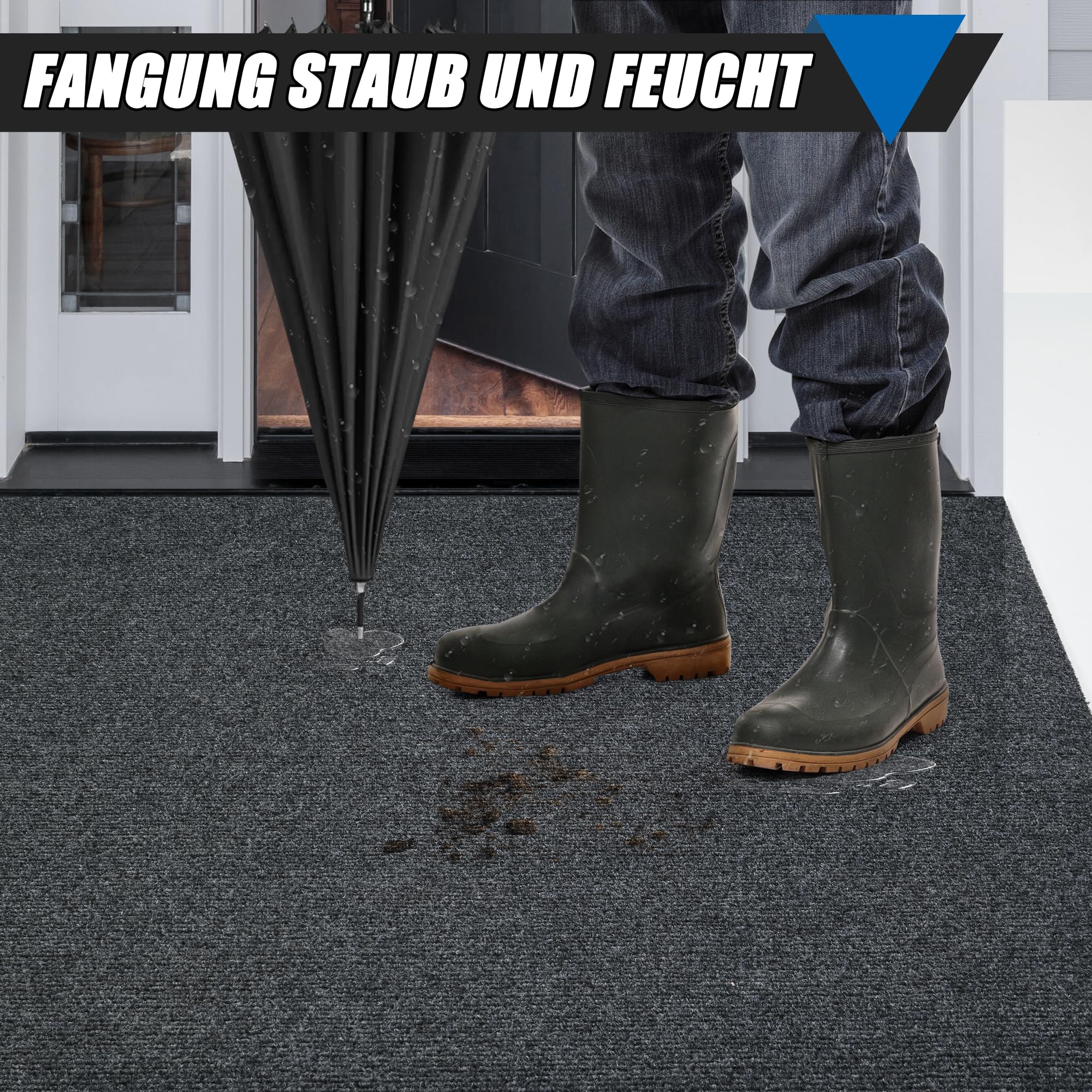 bimiti Teppich Läufer Flur rutschfest 300x90cm Schmutzfangmatte | Teppichläufer Küchenteppich Waschbar Korridor Teppich Meterware Fußmatte für Wohnzimmer Schlafzimmer Küche Büro Flur, Grau