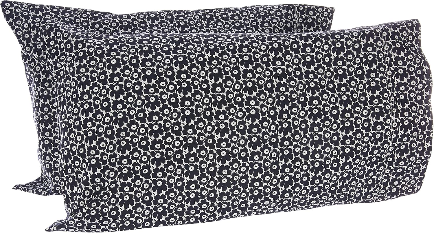 Black and White Cotton Floral Standard Pillowcase Pair