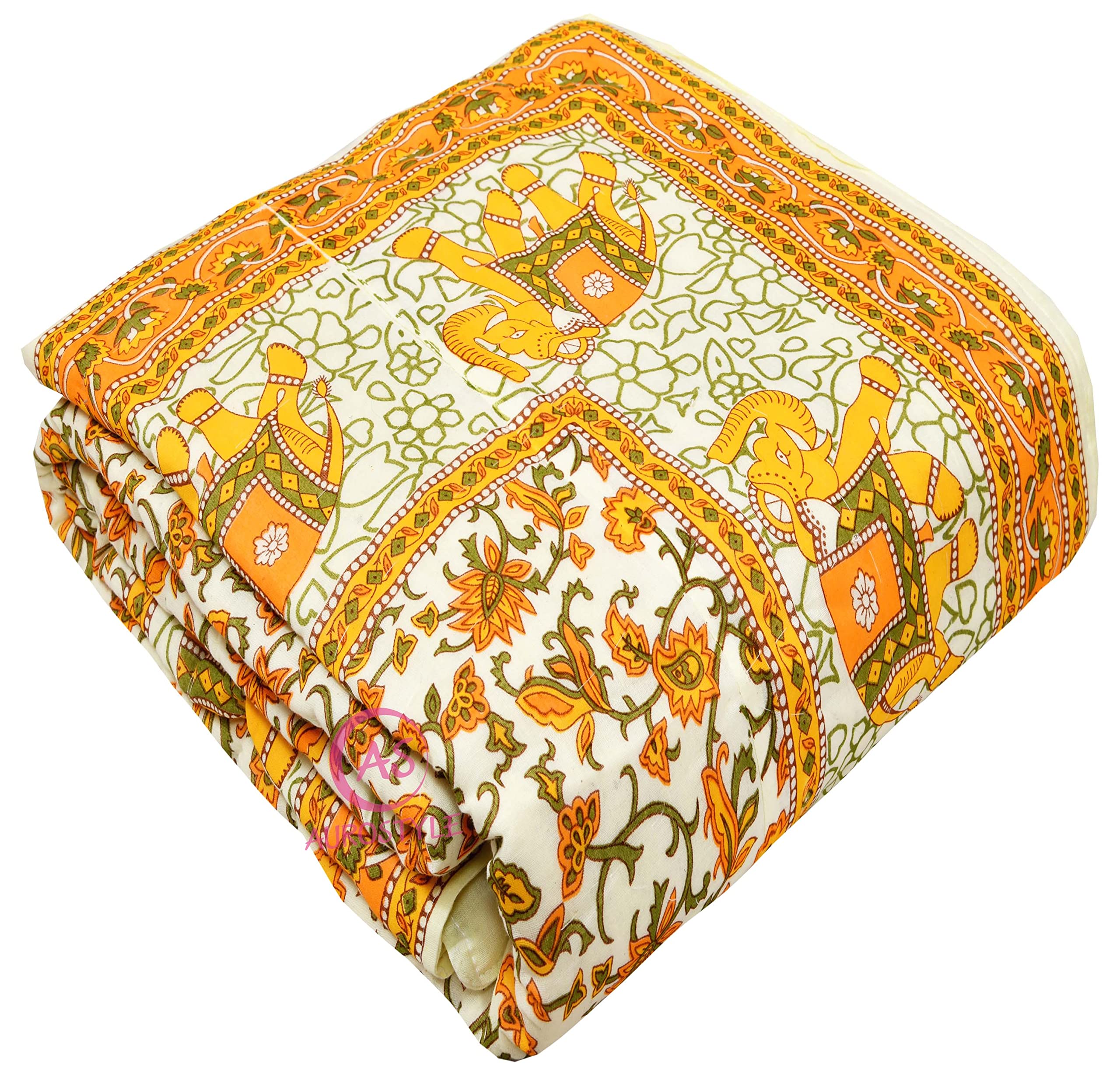 AUROSTYLE 400 Tc Pure Cotton Traditional Jaipuri Design Printed Light Weight Single Bed Quilt/Razai/Rajai- [Single Bed- 85 X 55 Inches] (Design 14), Multicolor, 200 TC (B0BYPGDTMM) Amazon Price History, Amazon Price Tracker