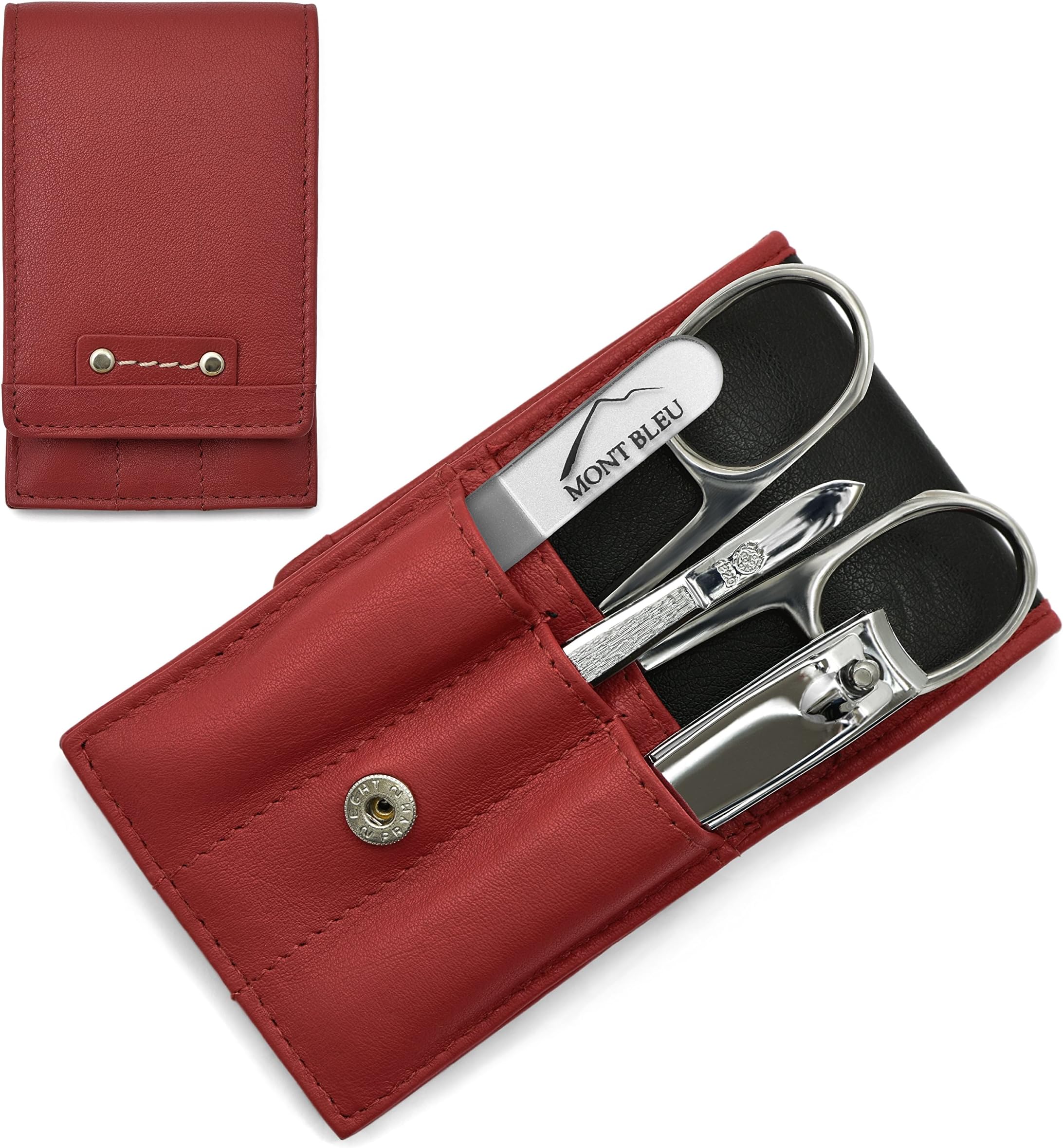Hans Kniebes' Sonnenschein 4-Piece Manicure Set with crystal nail file, in Nappa Leather Case | made in Germany