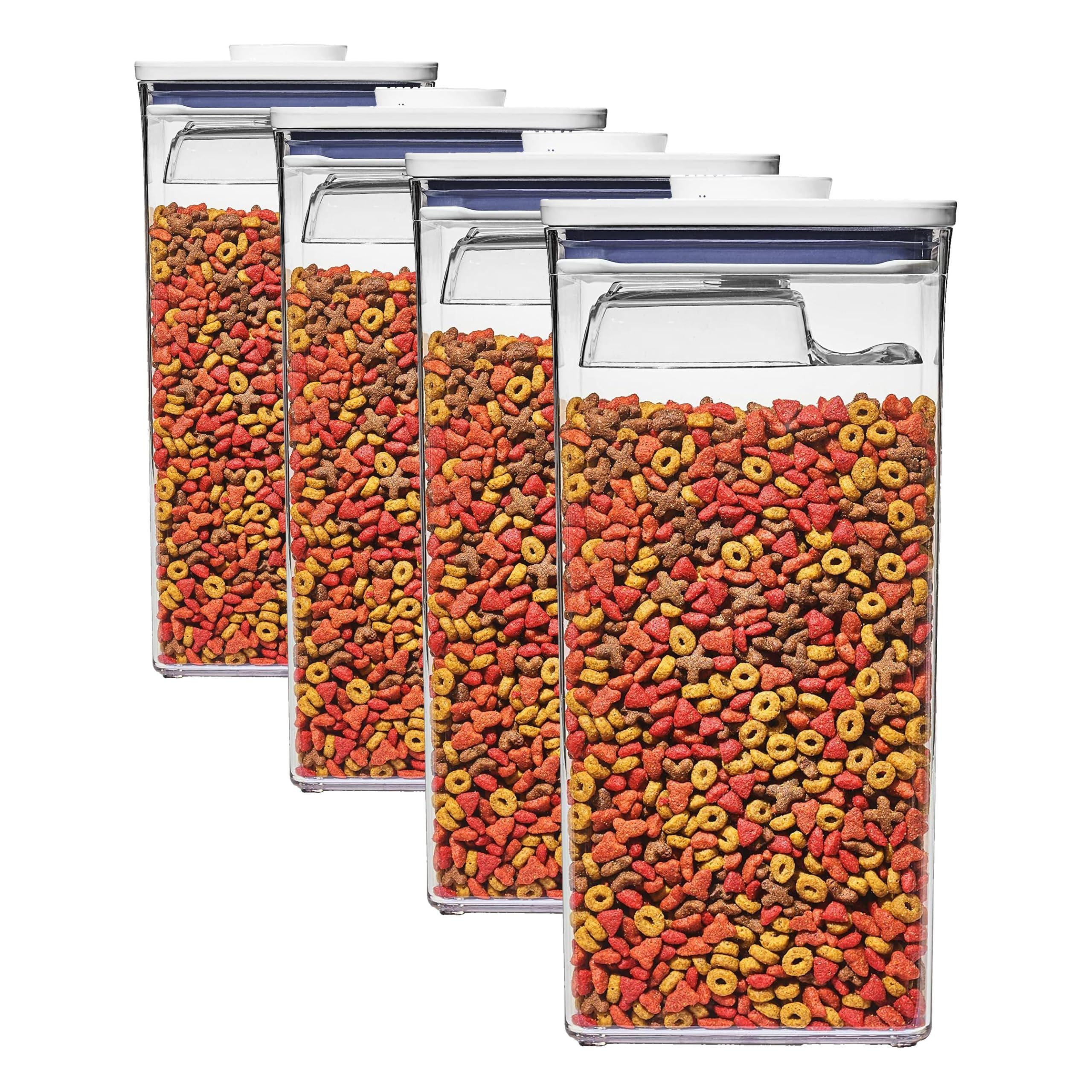 OXO Good Grips Pet Food Container 6.0 Qt | Clear | Airtight Seal | With Half Cup Scoop | Pack of 4