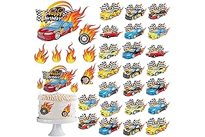 55 Pieces Hot Wheel Cupcake Toppers