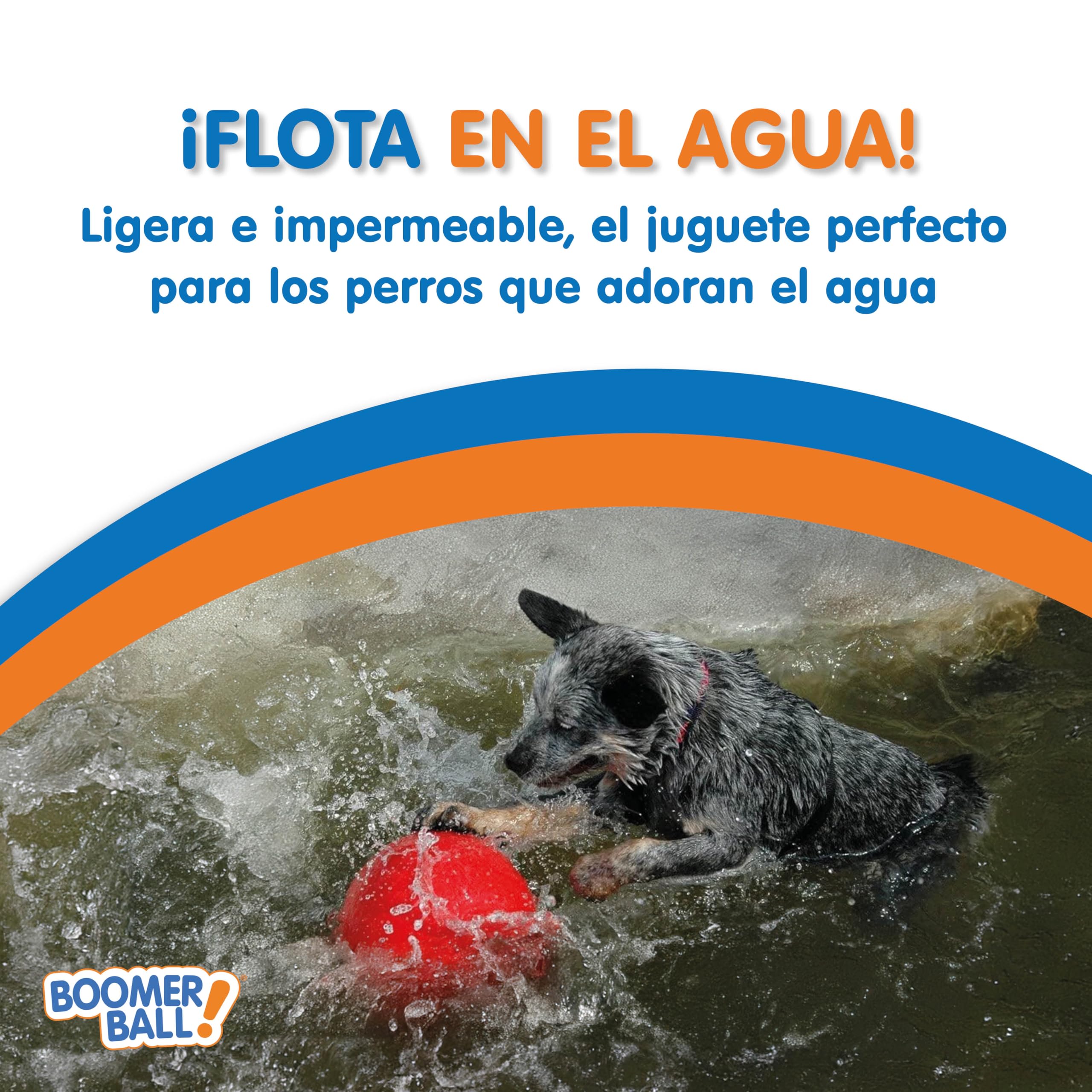 BOOMER BALL - Pelota para perros prácticamente indestructible. Pelota fuerte y duradera que flota en el agua para perros. Balón de fútbol para perros medianos de alta energía (Talla 200 mm)