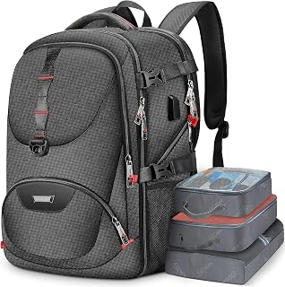 50L Extra Large Travel Backpack Suitcase Carry On airplanes Luggage Bag for Men Fits 17 Inch Laptop computer Water Resistant Backpack For weekender Travel Work College Business -Black