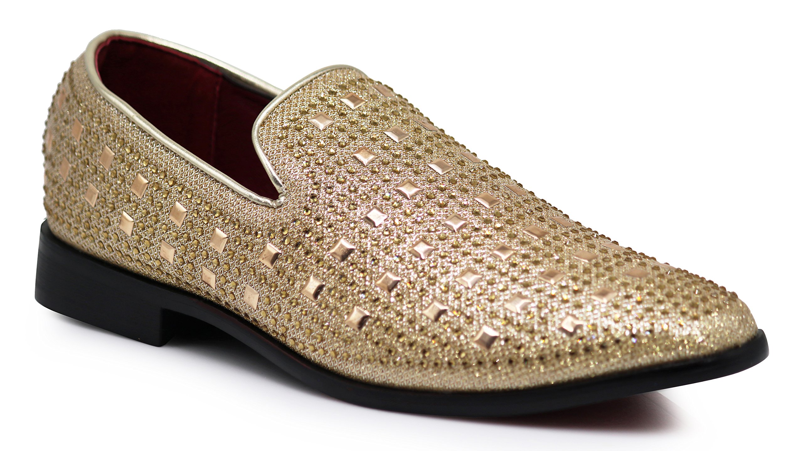 Spk11 Mens Vintage Fashion Rhinestone Designer Dress Loafers Slip On